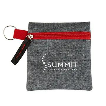 Tech Pouch Heathered Polyester Split Ring - 4 in