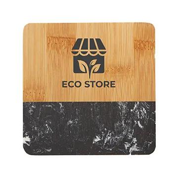 Coaster Bamboo and Marble Combo with EVA Pads - 3.88 x 4 in - product view 2