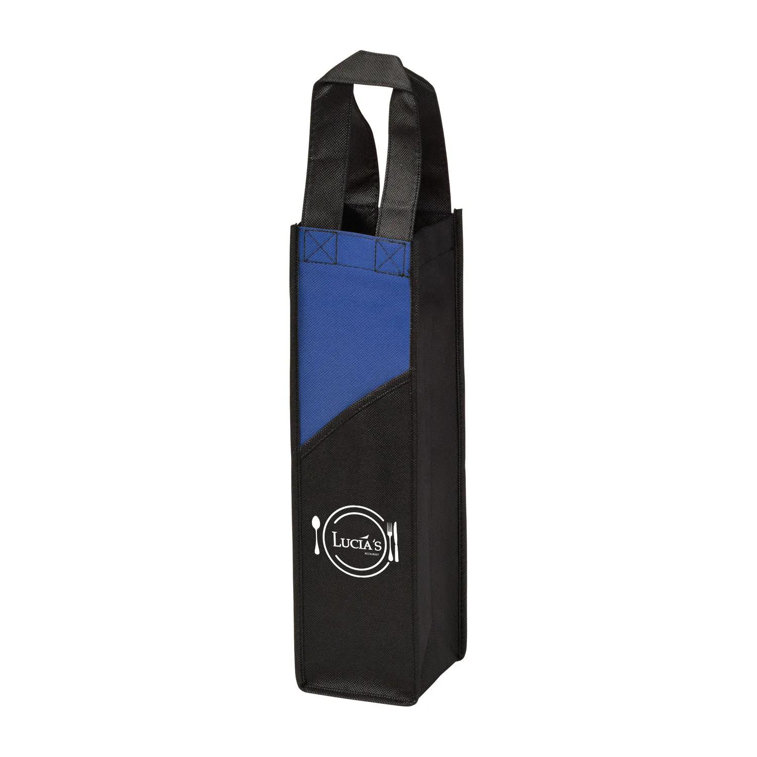 Wine Tote Non-Woven Two-Tone Single Bottle - 4 x 14 in - product view 5