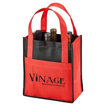 Wine Tote Non-Woven Six Bottle with Sleeves - 10 x 11 in - product view 4