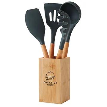 Bamboo Utensil Set with Silicone Tools - 5 Piece - product view 2