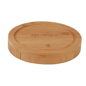 Bamboo Cheese Board Set Round Swivel Top - 7.75 in