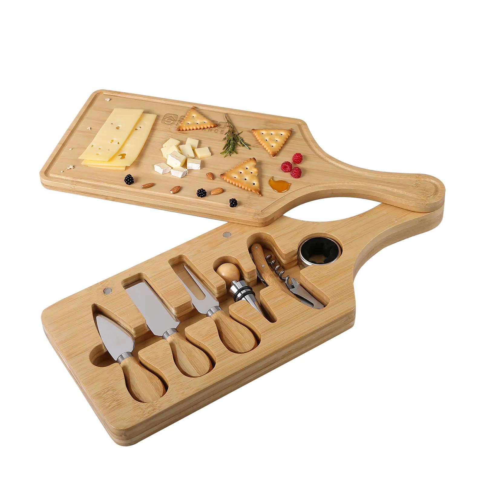 Bamboo Wine Cheese Board Set with Wine Tools - 7 Piece - product view 2