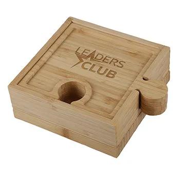 Bamboo Cheese Board Set 6-in-1 Puzzle Design - 8.4 in