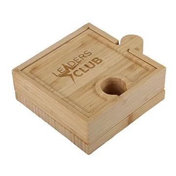 Bamboo Cheese Board Set 6-in-1 Puzzle Design - 8.4 in - product view 2