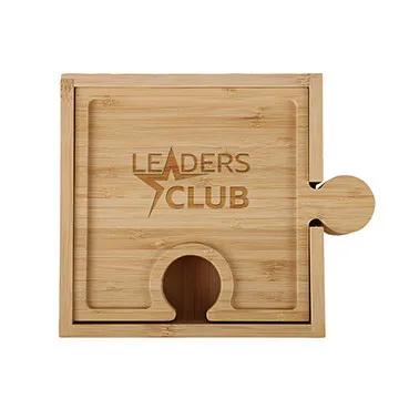 Bamboo Cheese Board Set 6-in-1 Puzzle Design - 8.4 in - product view 3