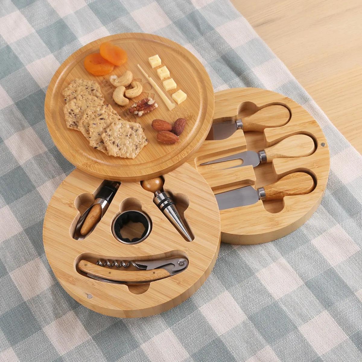 Bamboo Cheese Board Set with Hidden Utensils - 7.25 in