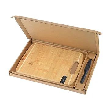 Bamboo Cutting Board with Knife and Sharpener Gift Set - 12 x 9 in