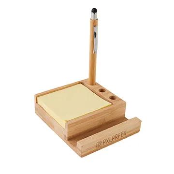 Bamboo Desk Organizer with Phone Stand and Stylus Pen - product view 2