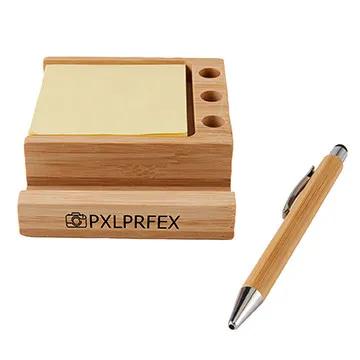 Bamboo Desk Organizer with Phone Stand and Stylus Pen - product view 4