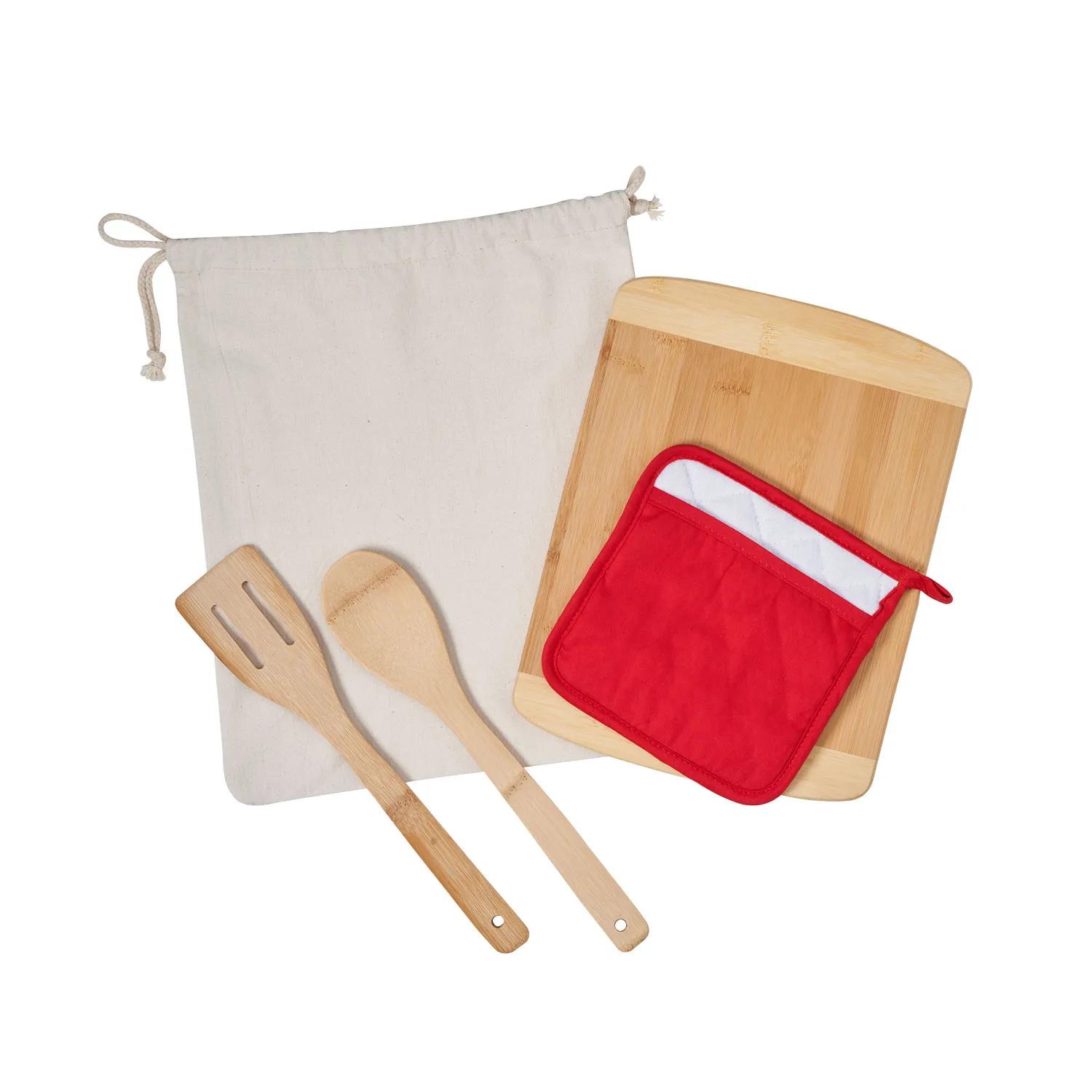 Bamboo Cooking Kit with Cutting Board and Utensils