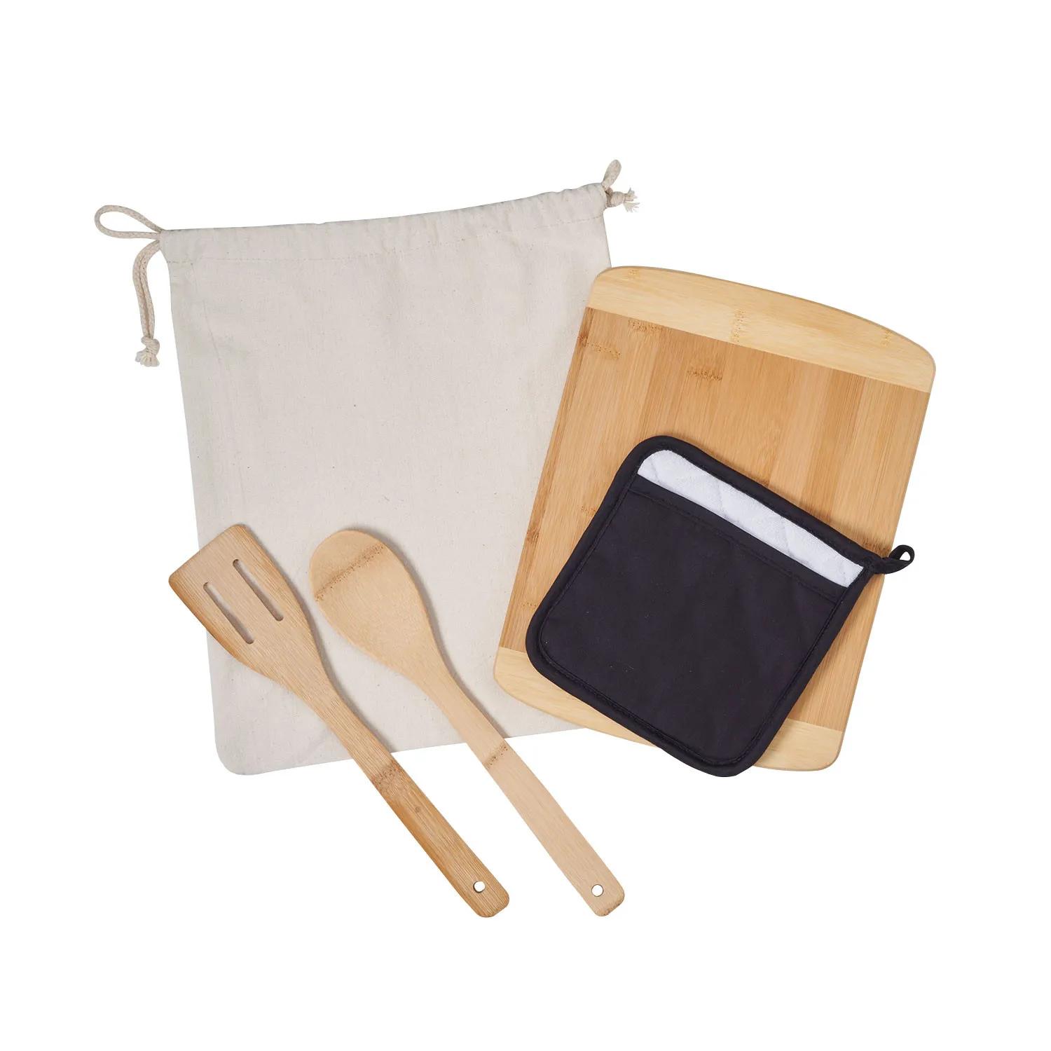 Bamboo Cooking Kit with Cutting Board and Utensils - product view 4