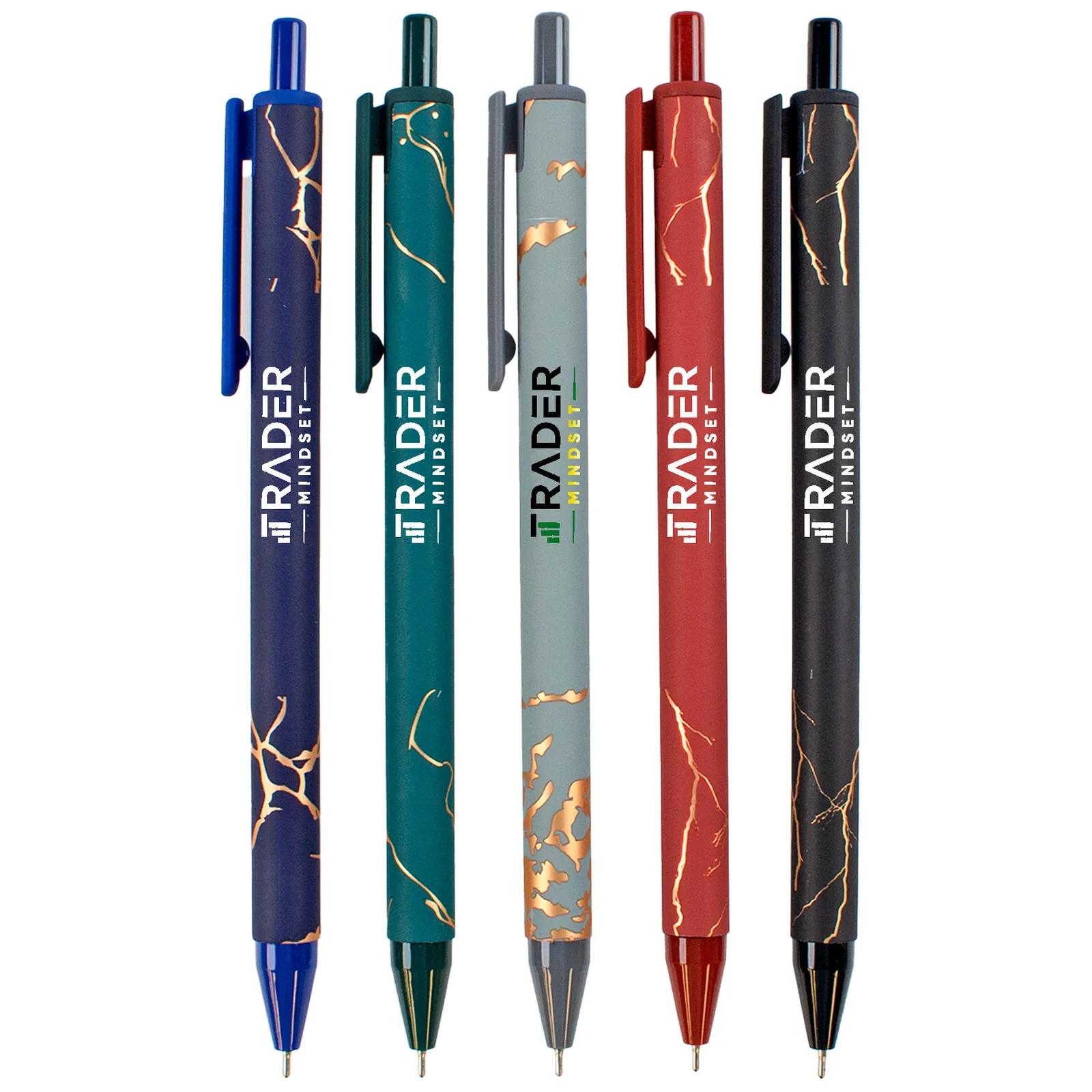 Pen Soft Touch with Marble Design and Gold Accents - product view 2