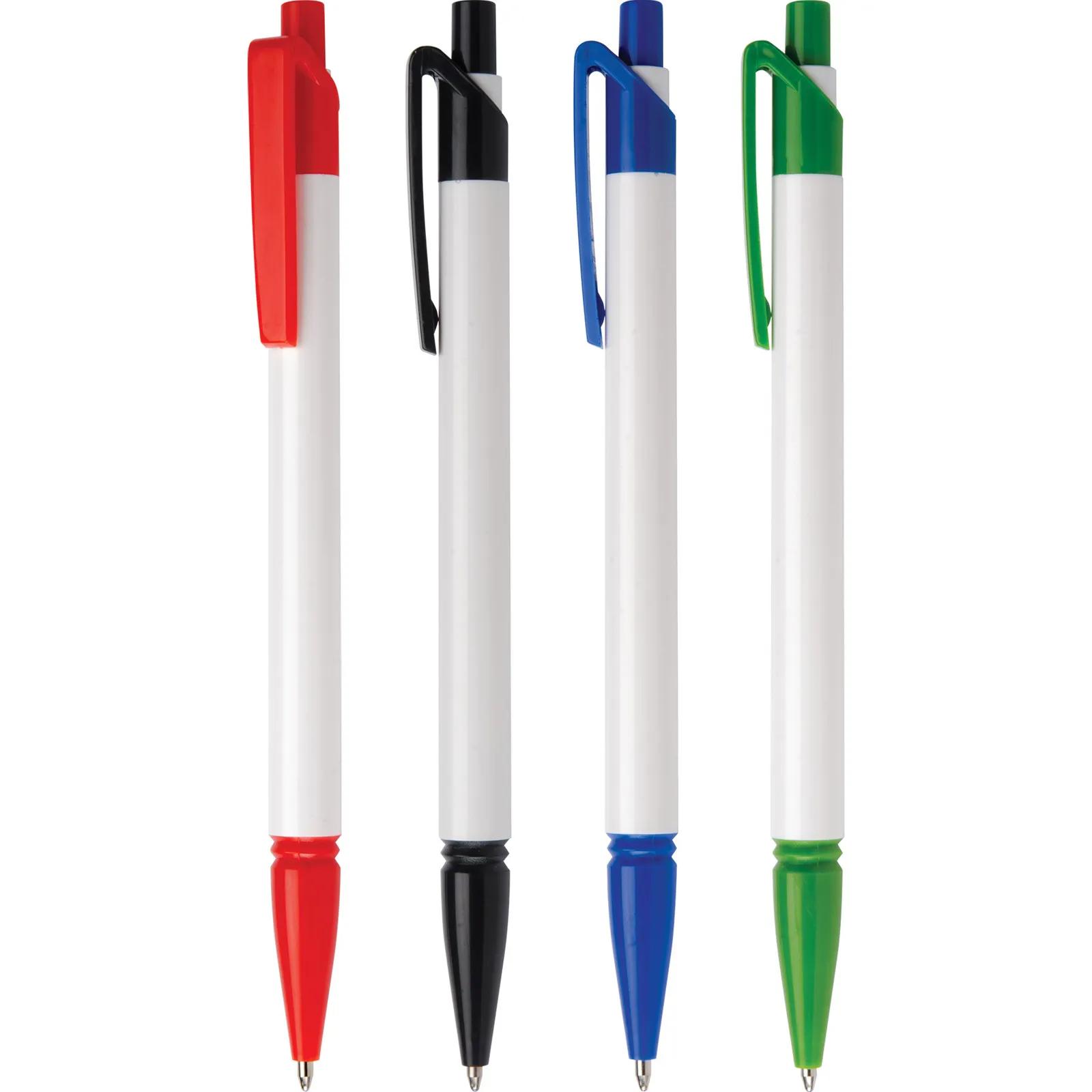Click Pen White Barrel with Colored Trim