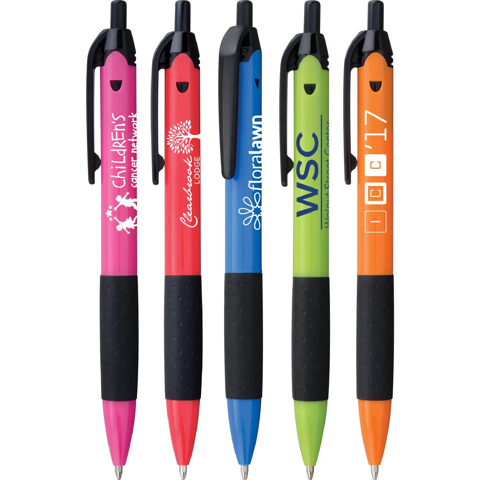 Pen Retractable with Comfort Grip Spring Colors