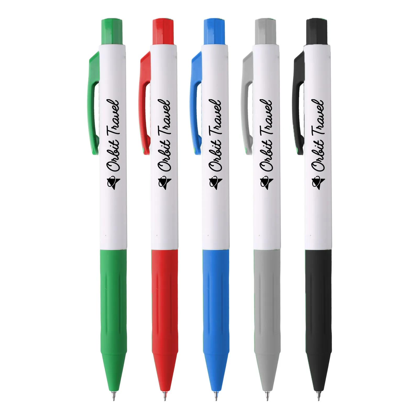 Pen Matte White Barrel Grooved Rubber Grip Gel Ink