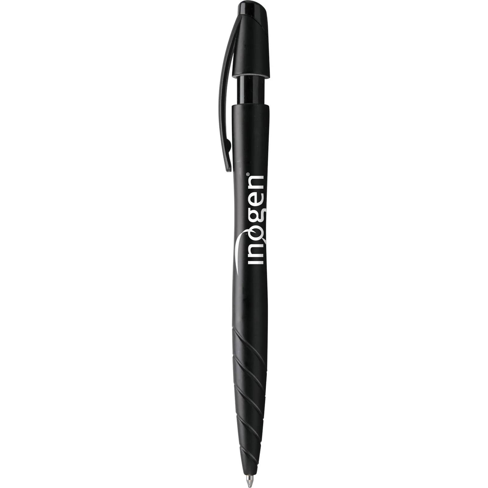 Pen with Metallic Finish and Notched Grip - product view 3