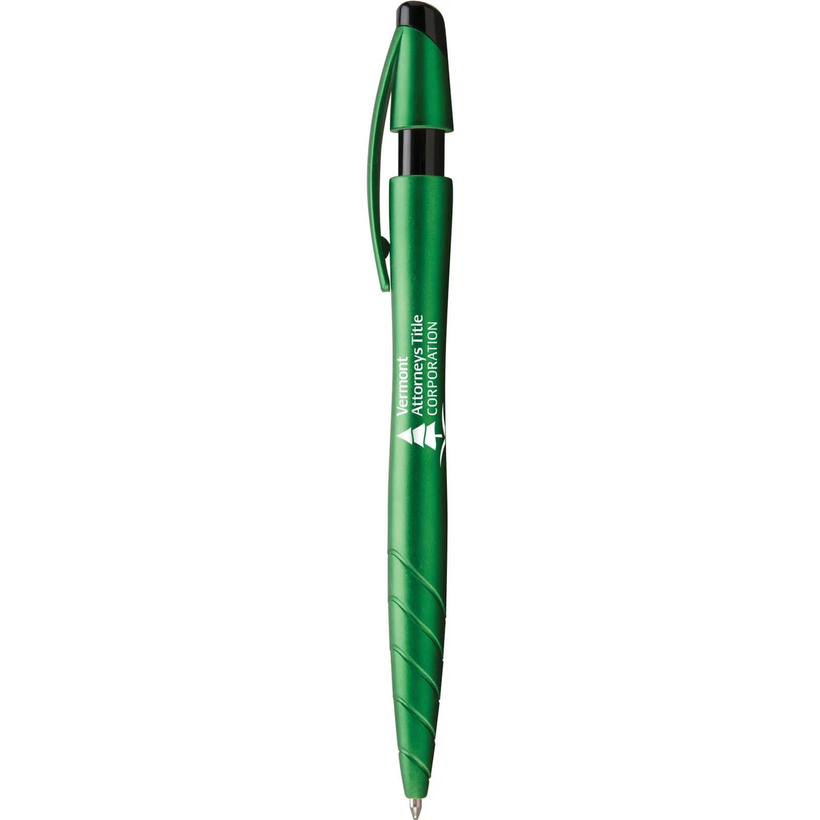Pen with Metallic Finish and Notched Grip - product view 4