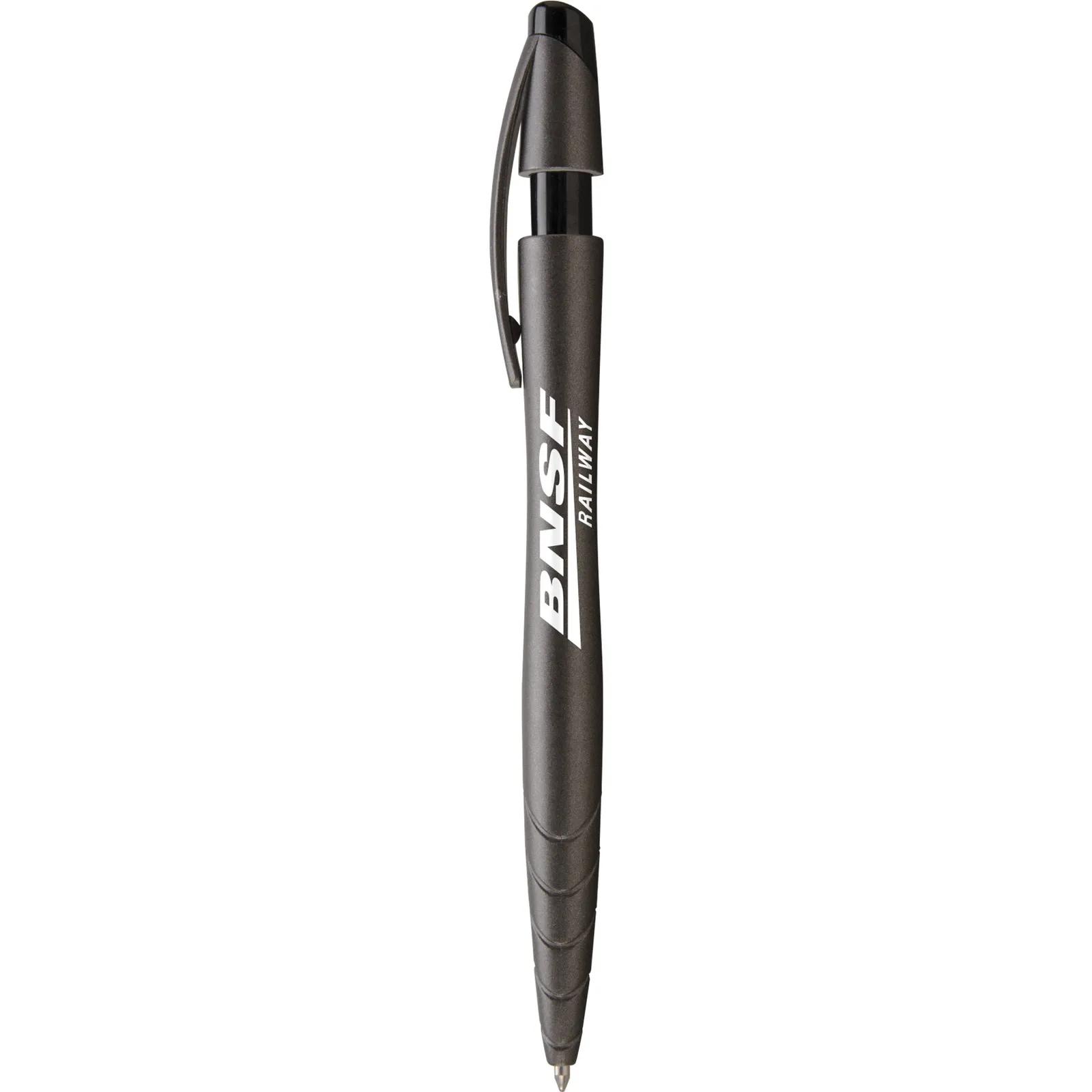 Pen with Metallic Finish and Notched Grip - product view 5