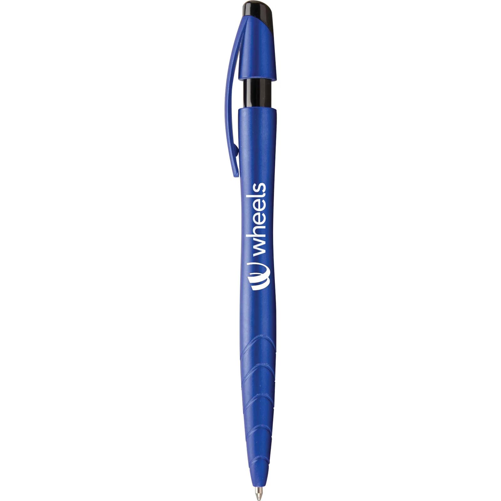 Pen with Metallic Finish and Notched Grip - product view 6