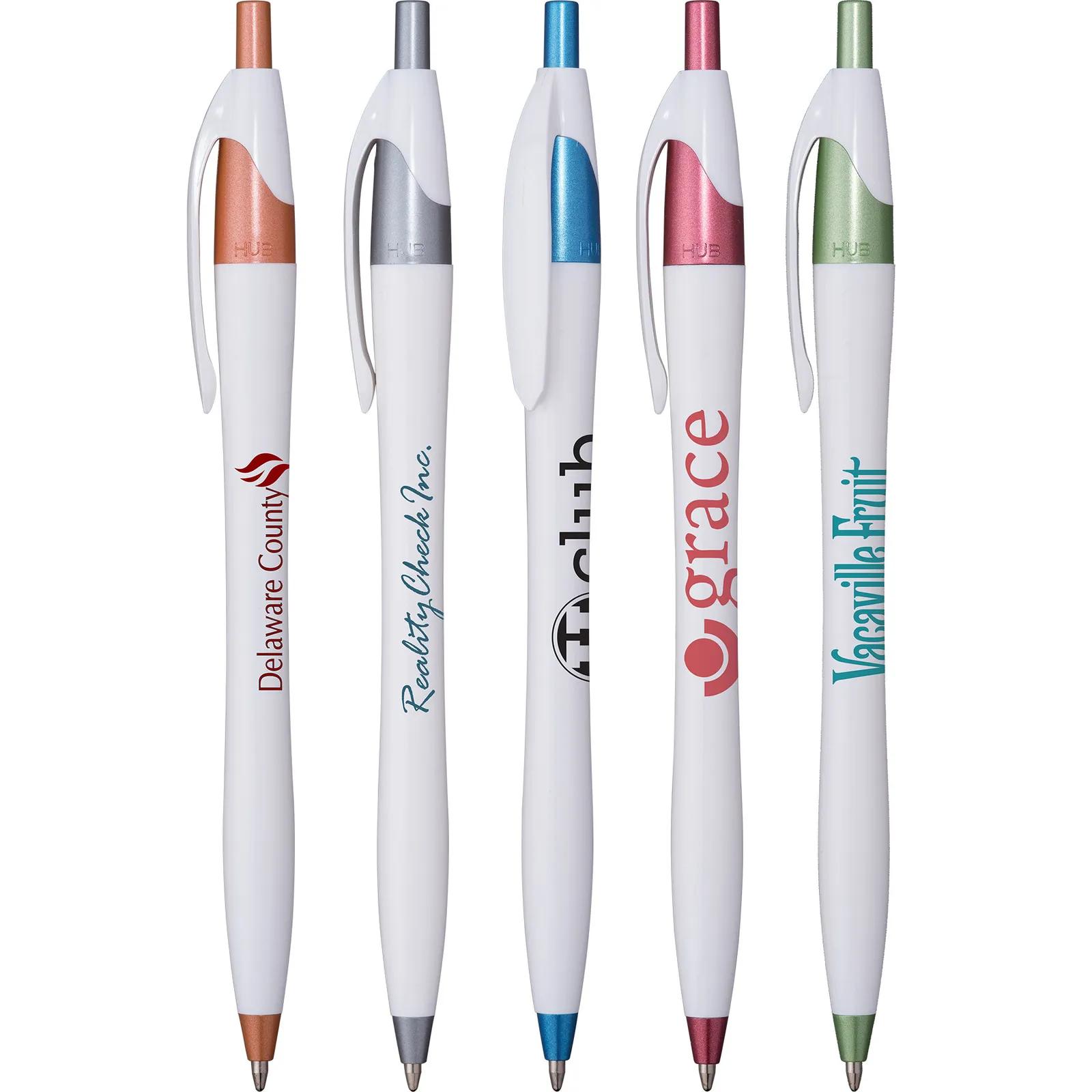 Pen with Shimmering Metallic Trim and Blue Ink