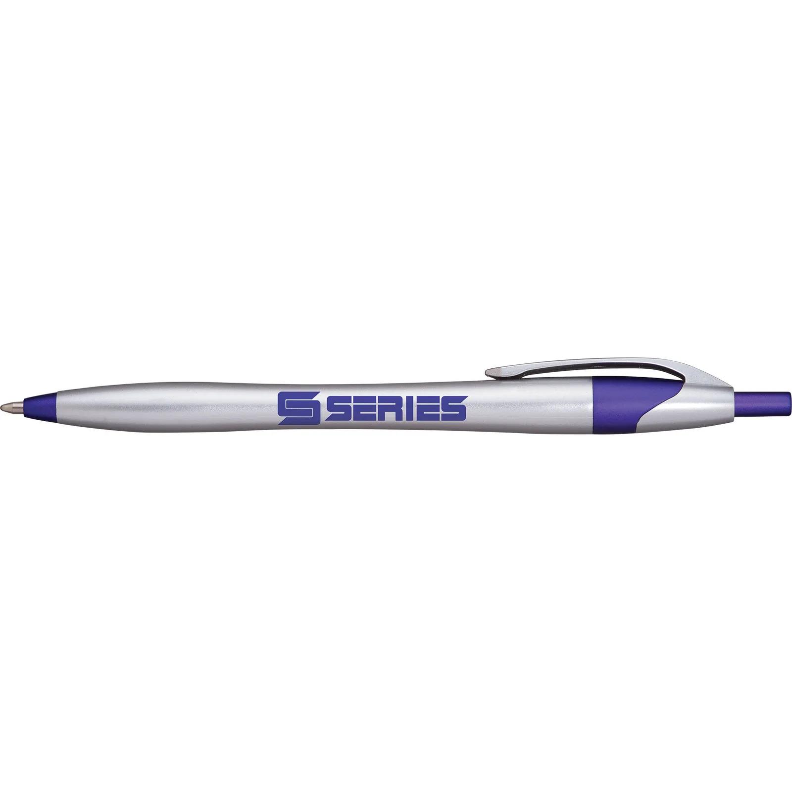 Pen with Platinum Silver Barrel and Neon Trim - product view 3