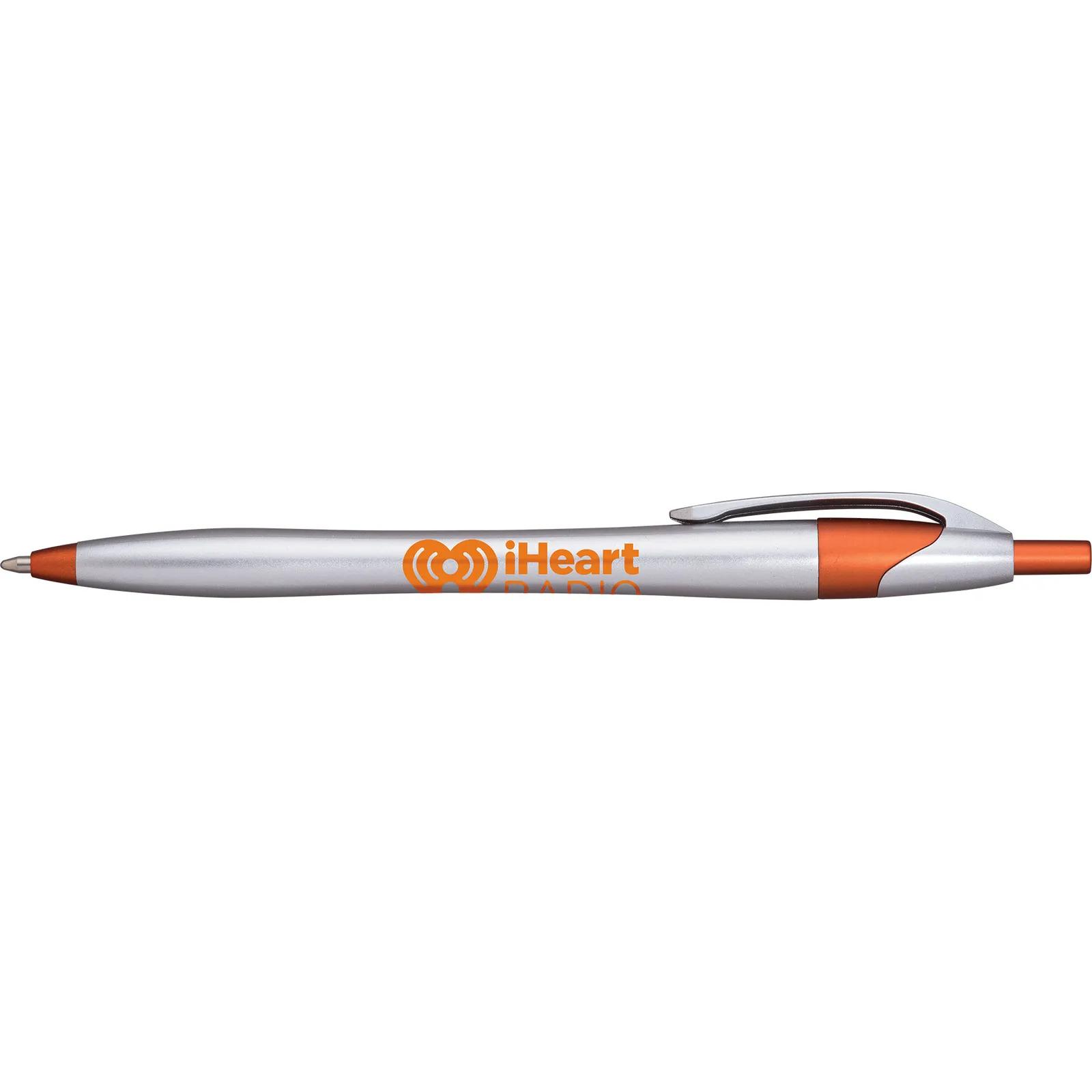 Pen with Platinum Silver Barrel and Neon Trim - product view 4