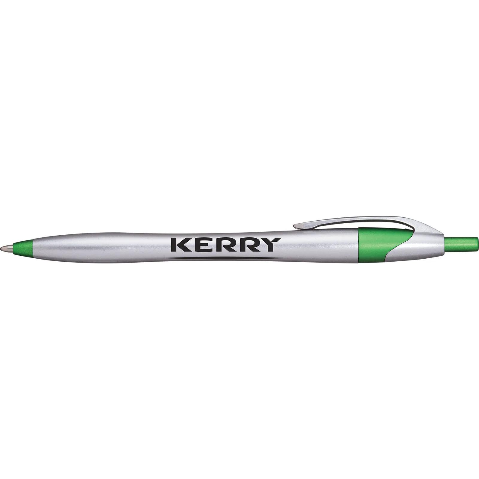 Pen with Platinum Silver Barrel and Neon Trim - product view 5