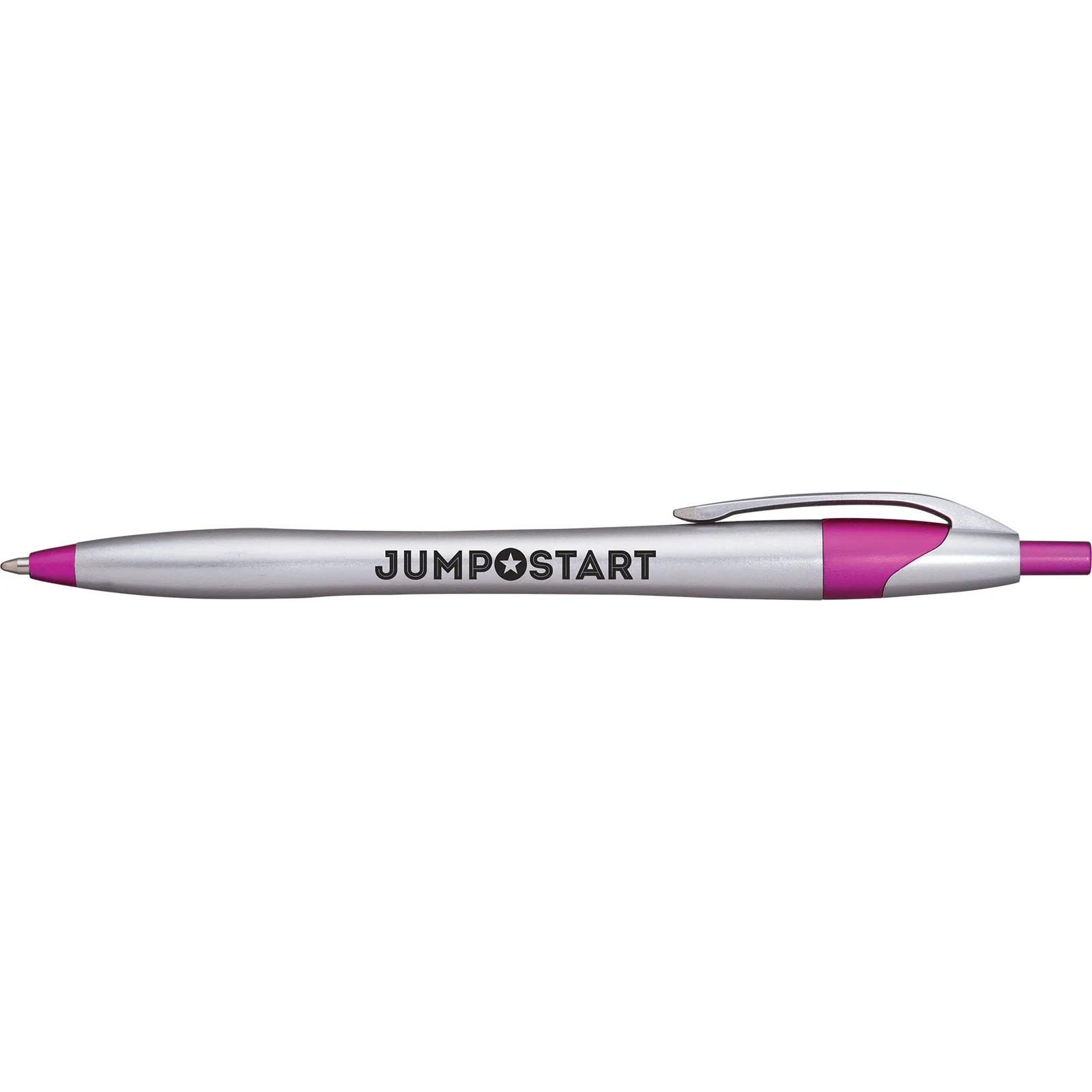 Pen with Platinum Silver Barrel and Neon Trim - product view 6