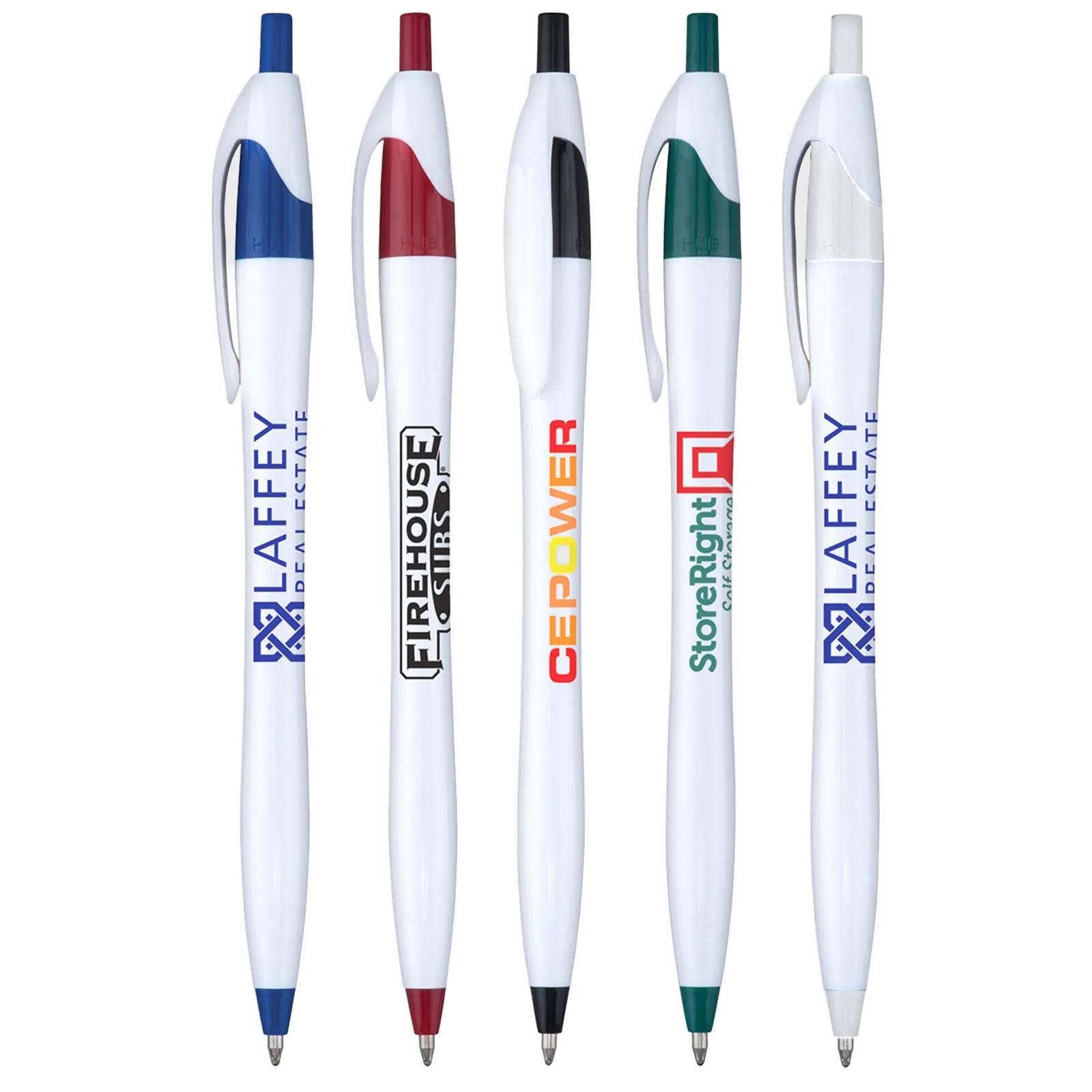 Ballpoint Pen White Barrel Classic Color Accents