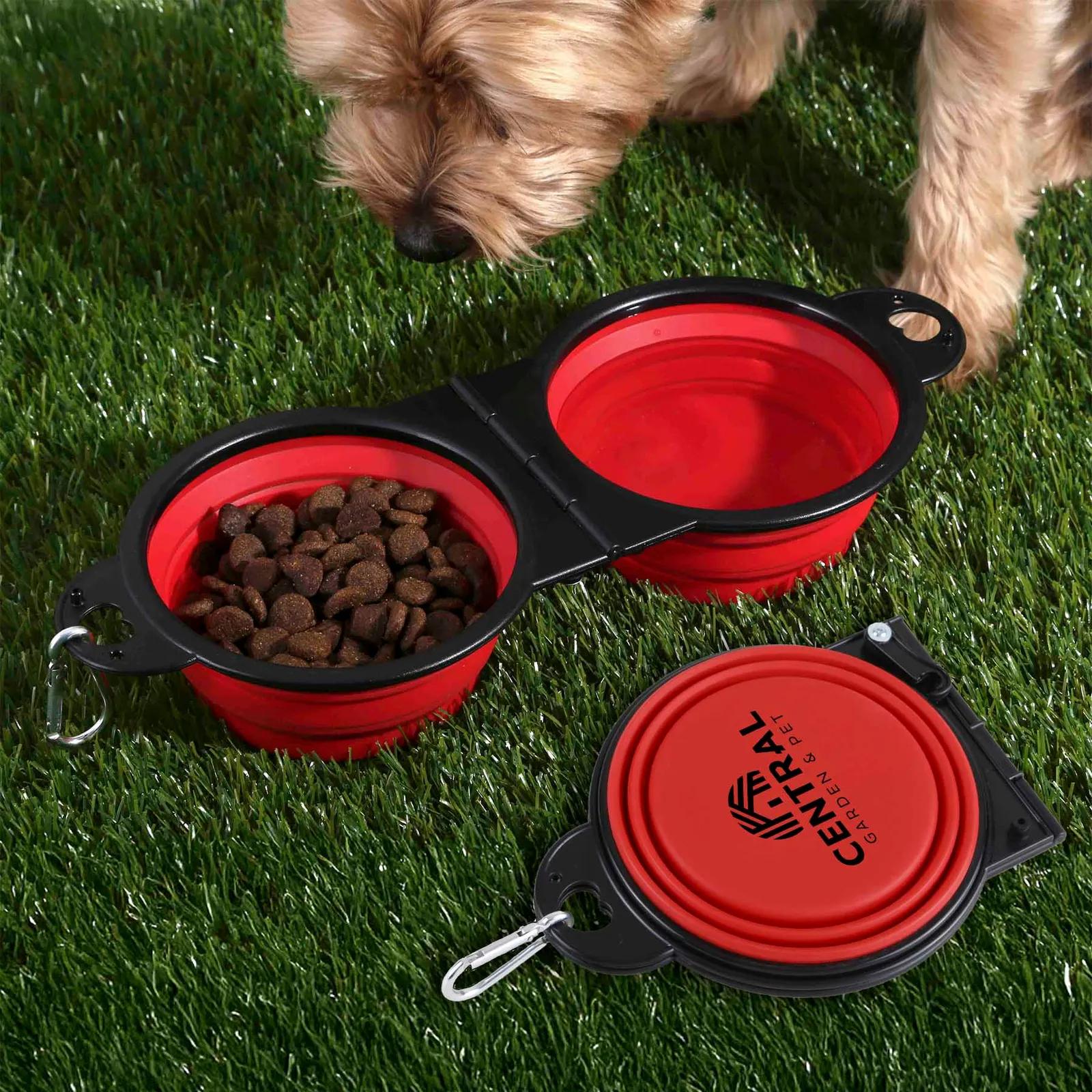 Pet Bowl Dual Collapsible Silicone Carabiner