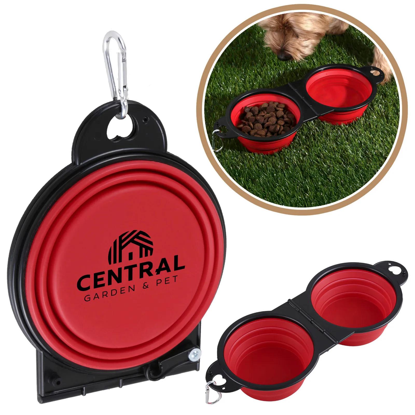 Pet Bowl Dual Collapsible Silicone Carabiner - product view 3