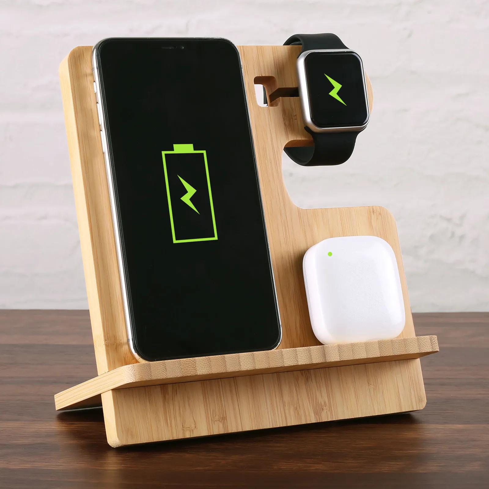 Charging Stand Bamboo 3-in-1 Wireless - 7.5 in - product view 2