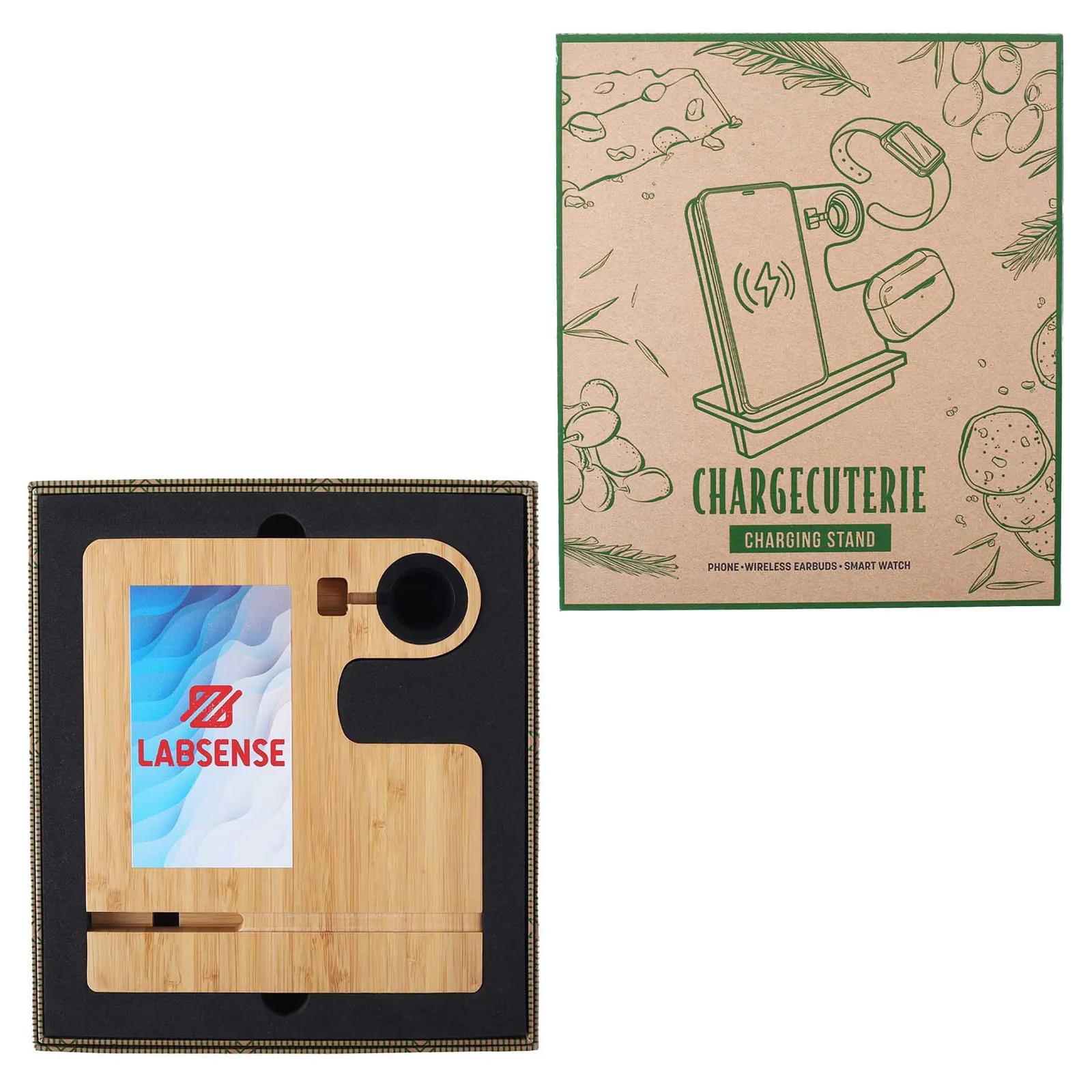 Charging Stand Bamboo 3-in-1 Wireless - 7.5 in - product view 3