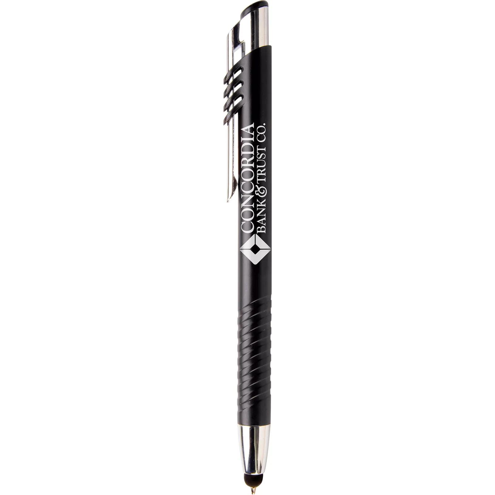 Stylus Pen with Metallic Barrel and Grooved Grip - 5 9/16 in - product view 6