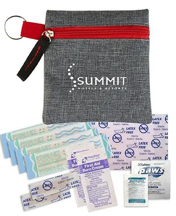 First Aid Kit Heathered Polyester with Split Ring - 4 x 4 1/8 in