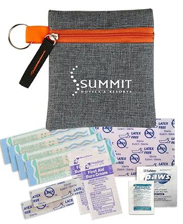 First Aid Kit Heathered Polyester with Split Ring - 4 x 4 1/8 in - product view 2