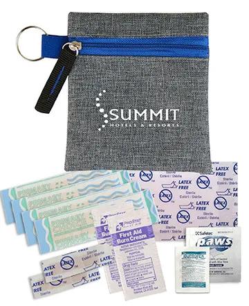 First Aid Kit Heathered Polyester with Split Ring - 4 x 4 1/8 in - product view 4