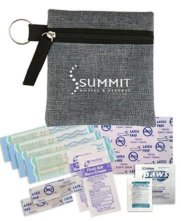 First Aid Kit Heathered Polyester with Split Ring - 4 x 4 1/8 in - product view 5