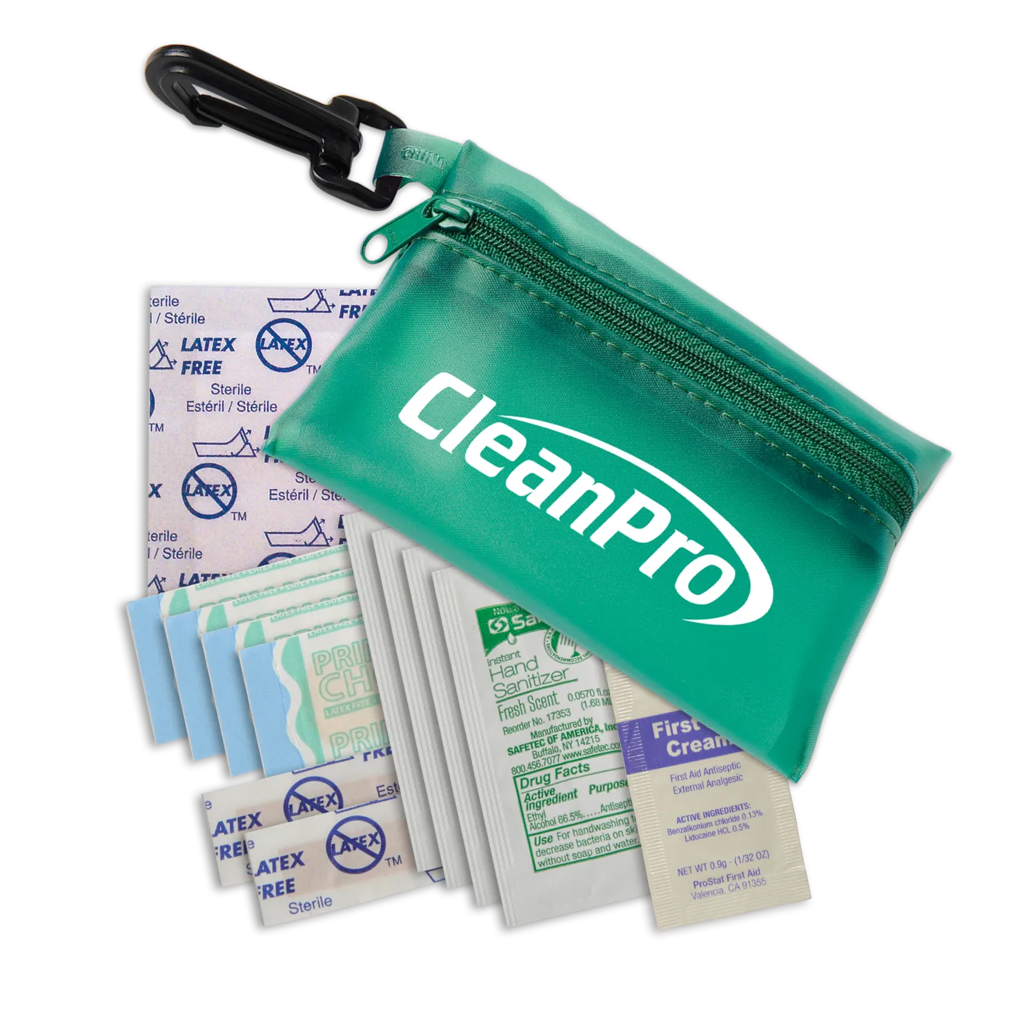 First Aid Kit Translucent Vinyl Pouch Carabiner - 4 3/4 x 3 3/8 in - product view 3