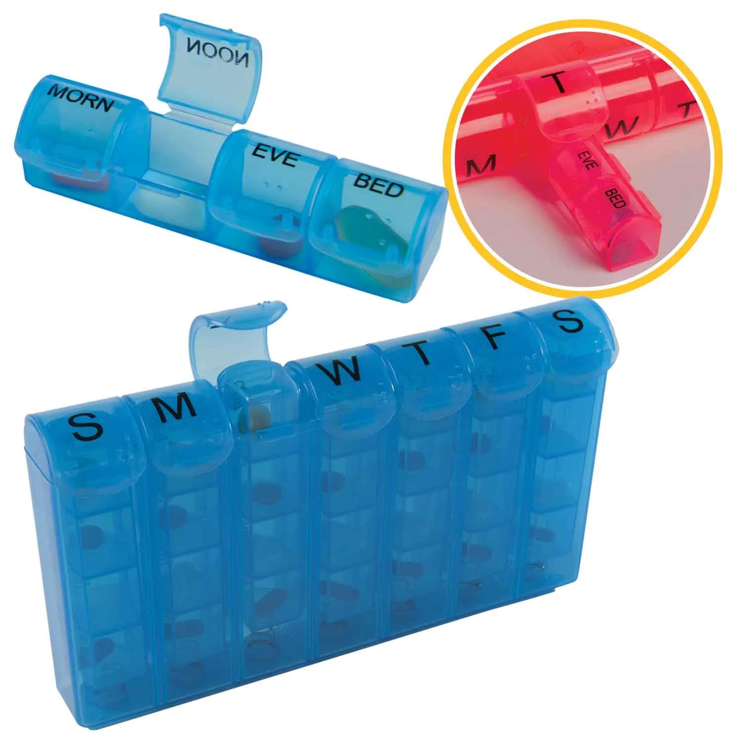 Pill Organizer 28-Compartment with Removable Strips - 7.75 x 4.3 in