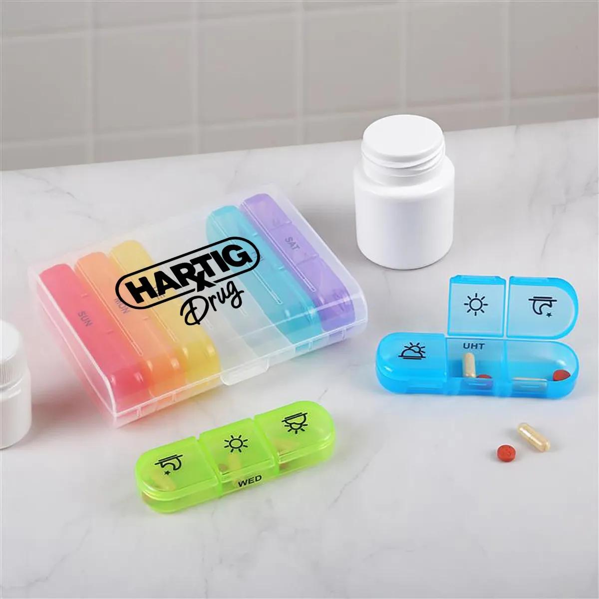 Pill Organizer 21-Compartment with Removable Strips - 6.1 x 5 in