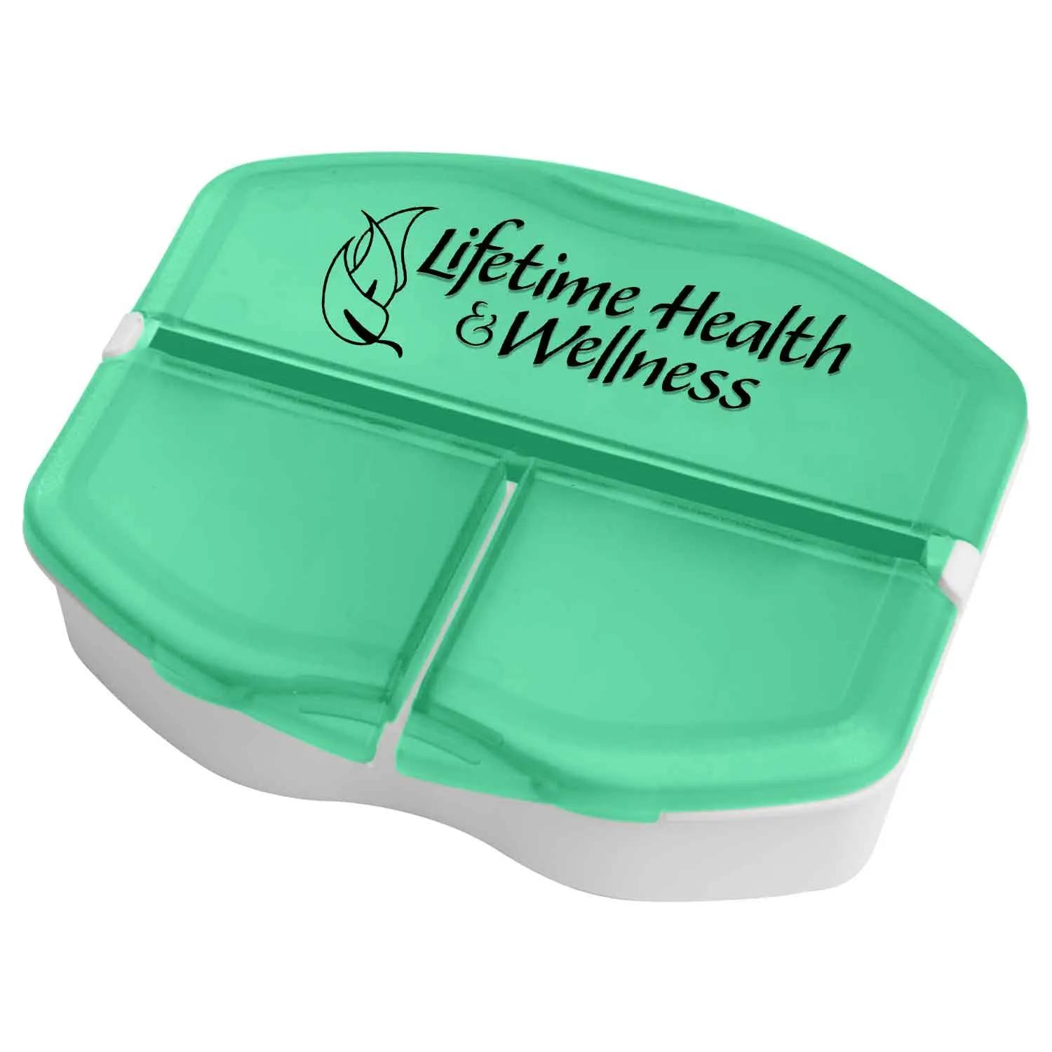 Pill Box Tri-Compartment with Large and Small Sections - 3 x 2.6 in - product view 3