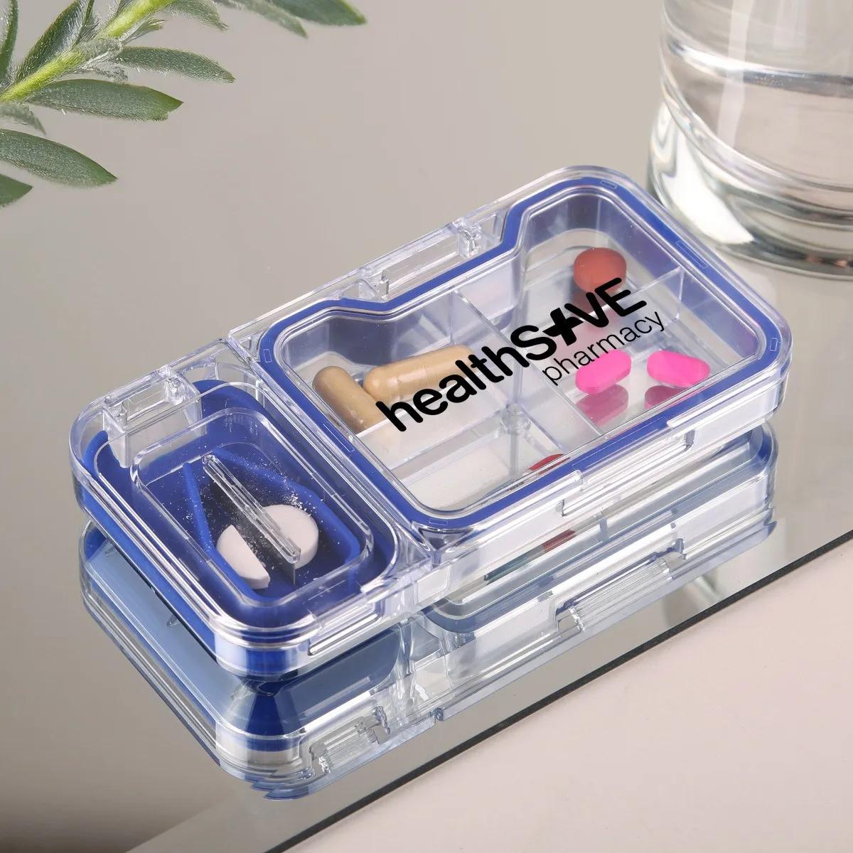Pill Cutter and Box with Four Compartments - 4.75 x 2.5 in