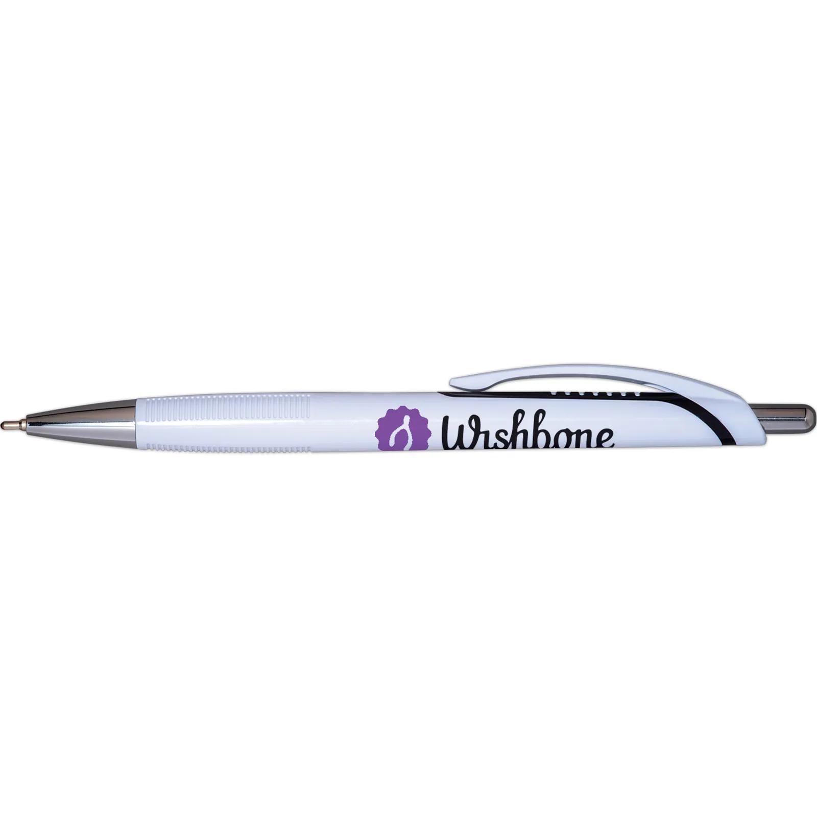 Pen with Grooved Grip and Hybrid Ink - White Barrel - product view 4