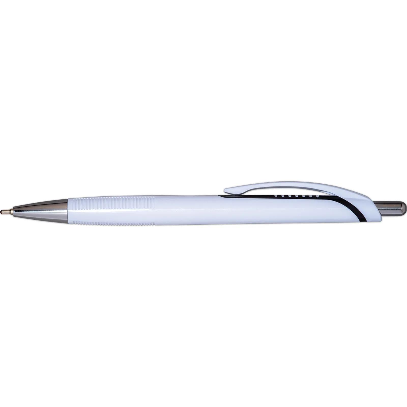 Pen with Grooved Grip and Hybrid Ink - White Barrel - blank view 9