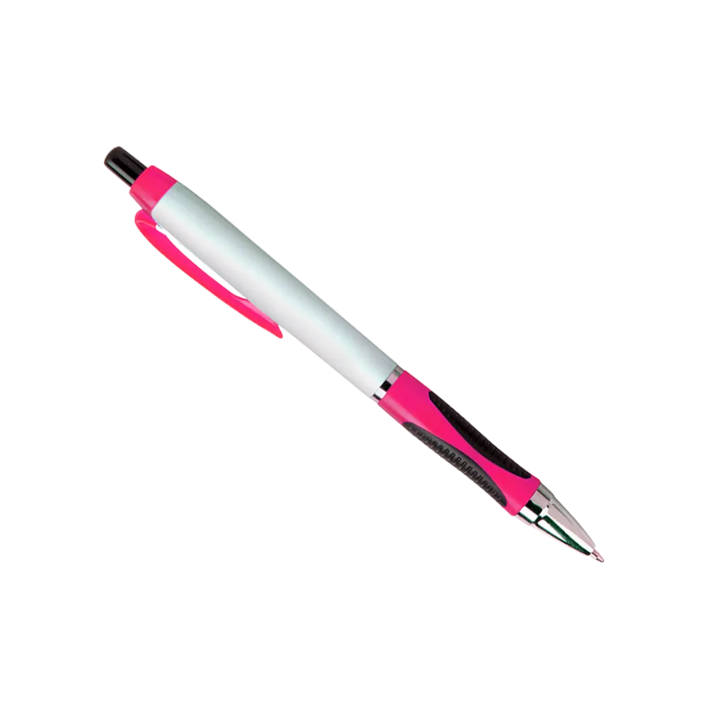 Pen with Chrome Accents and Unique Grip - White Barrel - blank view 10