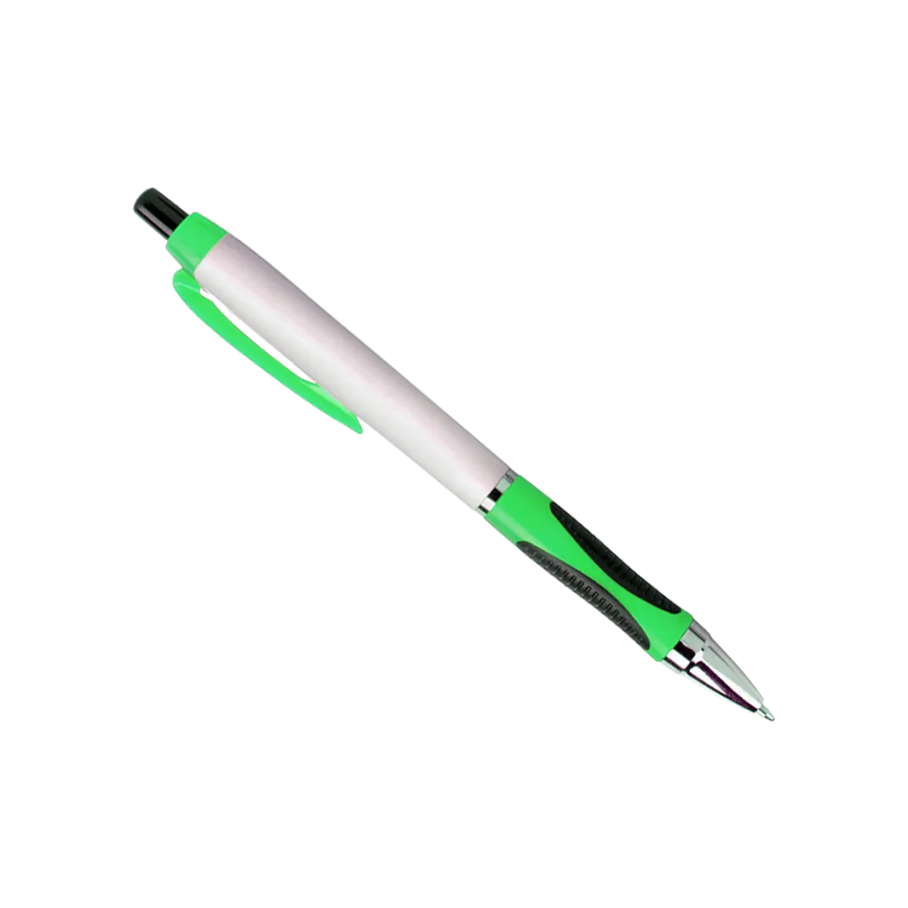 Pen with Chrome Accents and Unique Grip - White Barrel - blank view 14