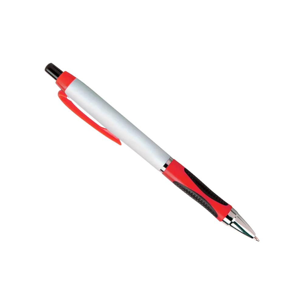 Pen with Chrome Accents and Unique Grip - White Barrel - blank view 16