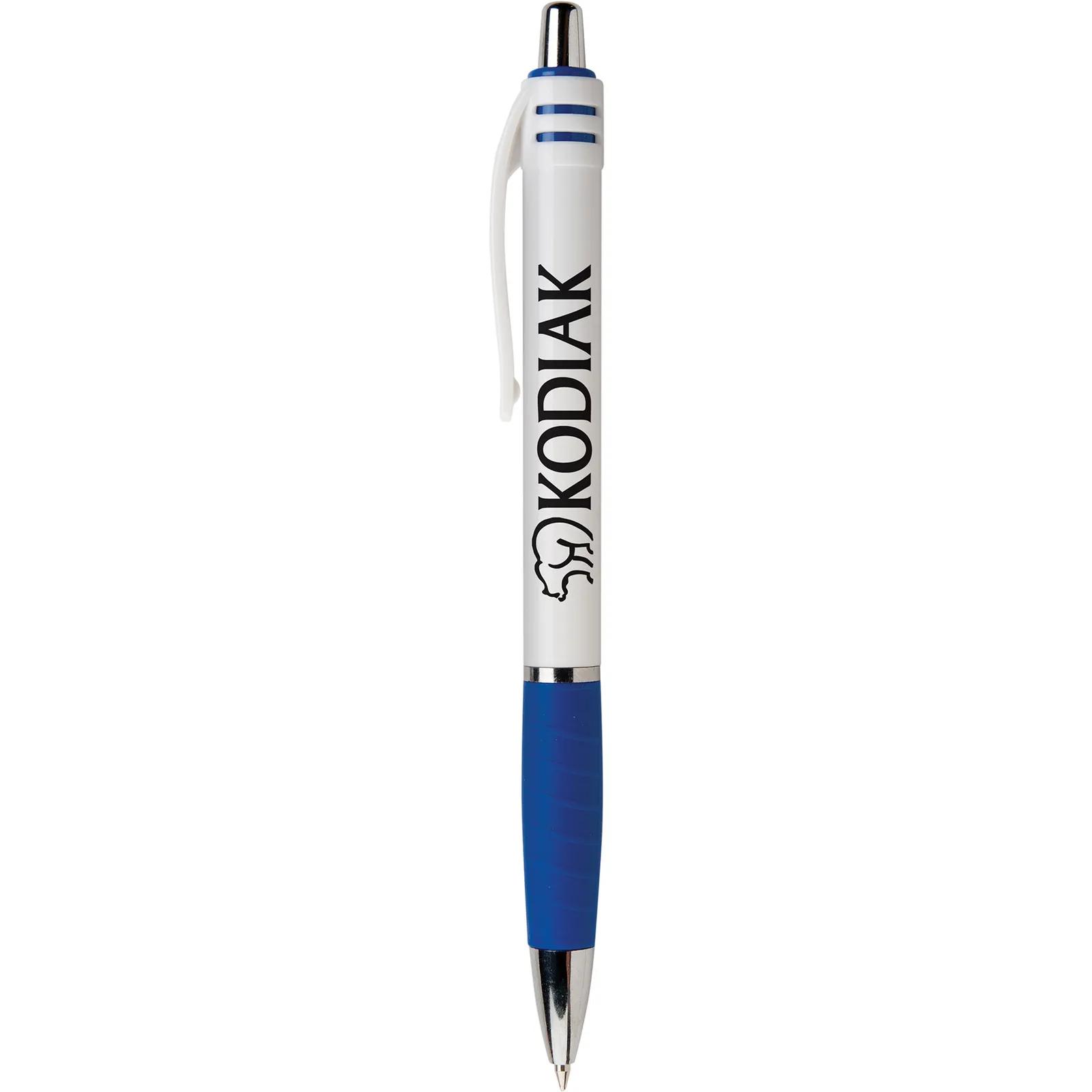 Pen with Ribbed Pillow Grip - Contemporary White Barrel - product view 4